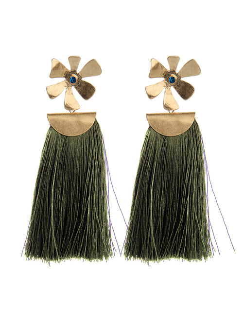 Green Tassel Earring